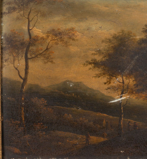 Olio su tavola Cornice sottobosco del periodo del Restauro con palmette