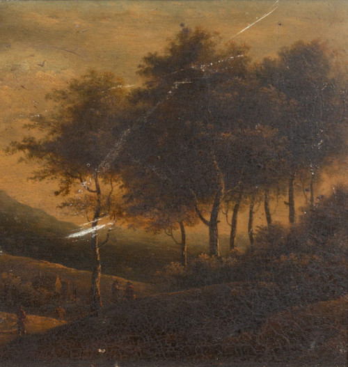 Olio su tavola Cornice sottobosco del periodo del Restauro con palmette