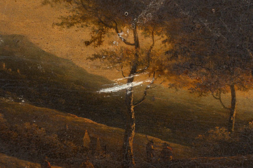 Olio su tavola Cornice sottobosco del periodo del Restauro con palmette