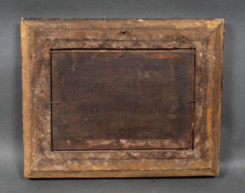 Olio su tavola Cornice sottobosco del periodo del Restauro con palmette