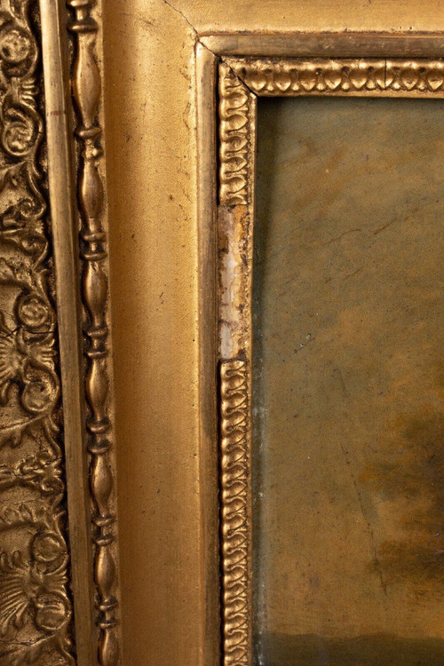 Öl auf Holz, Restaurierungszeit, goldener Rahmen der flämischen Schule