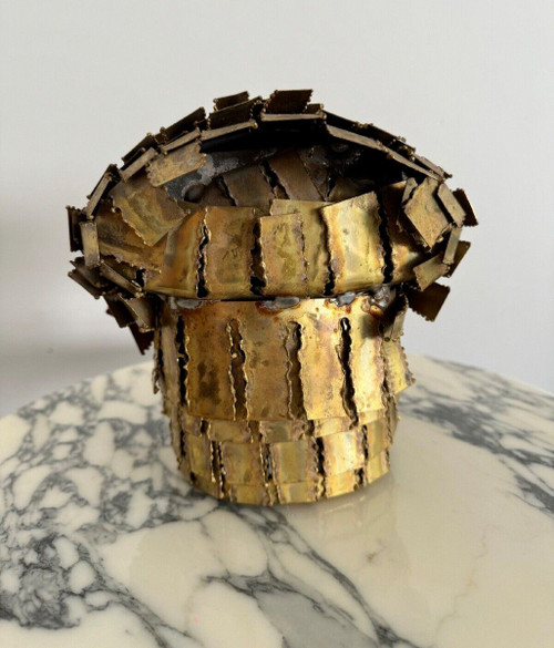 Eule oder Eule aus brutalistischem Metall, ausgeschnitten aus dem Jahr 1970