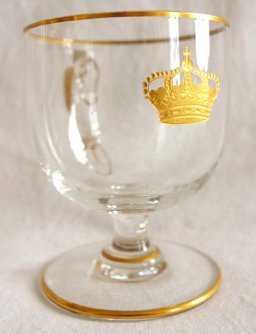 6-piece glassware set in engraved & gilded Baccarat crystal, royal crown, paper label