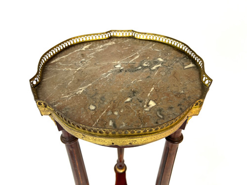 Sellette haute de style Louis XVI, acajou, marbre et laiton. Epoque Napoléon