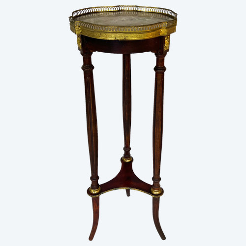 Sellette haute de style Louis XVI, acajou, marbre et laiton. Epoque Napoléon