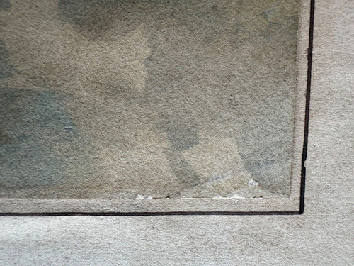 Aquarelle sur papier XIXe par Frédéric Legrip représentant un bord de canal