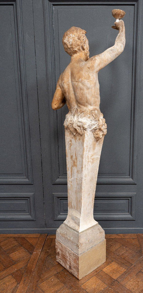 Anthropomorphe Gipsstatue Bacchus von Filleul, Anfang des 20. Jahrhunderts, 200 cm