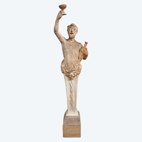 Anthropomorphe Gipsstatue Bacchus von Filleul, Anfang des 20. Jahrhunderts, 200 cm