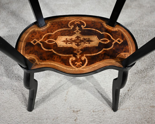 Tavolino Rognon in Intarsio di Legno Pregiato, Periodo Napoleone III - Metà del XIX Secolo
