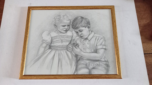 Portrait of Prince Charles and Princess Anne in 1952
