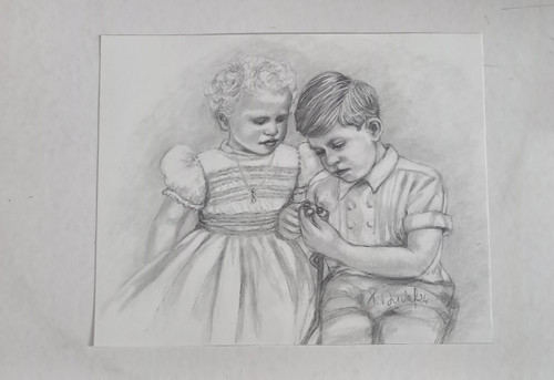 Portrait of Prince Charles and Princess Anne in 1952