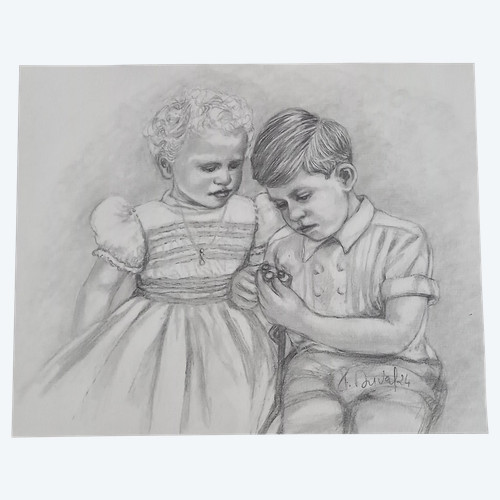 Portrait of Prince Charles and Princess Anne in 1952