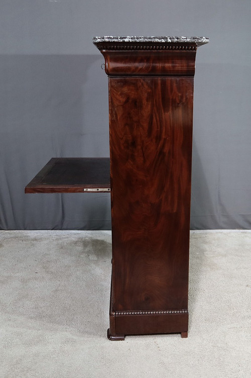 Piccolo Secretaire in Radica di Mogano, Periodo Restauro - Inizio XIX Secolo