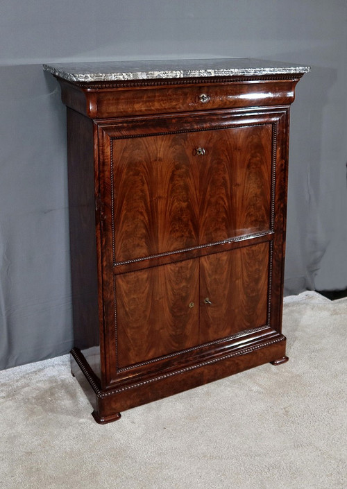 Piccolo Secretaire in Radica di Mogano, Periodo Restauro - Inizio XIX Secolo