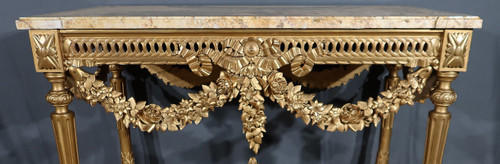 Table Console en Bois Doré , style Louis XVI - 2ème partie XIXe