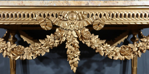 Table Console en Bois Doré , style Louis XVI - 2ème partie XIXe