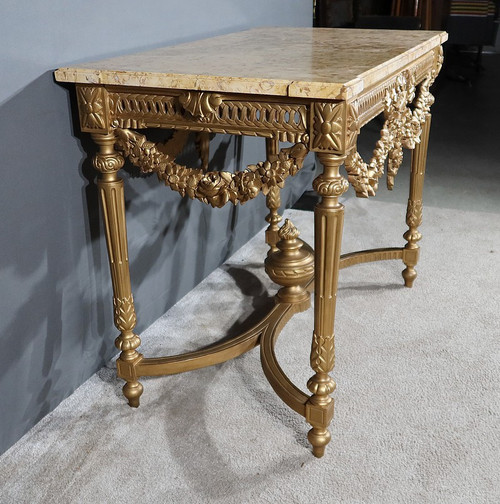 Table Console en Bois Doré , style Louis XVI - 2ème partie XIXe