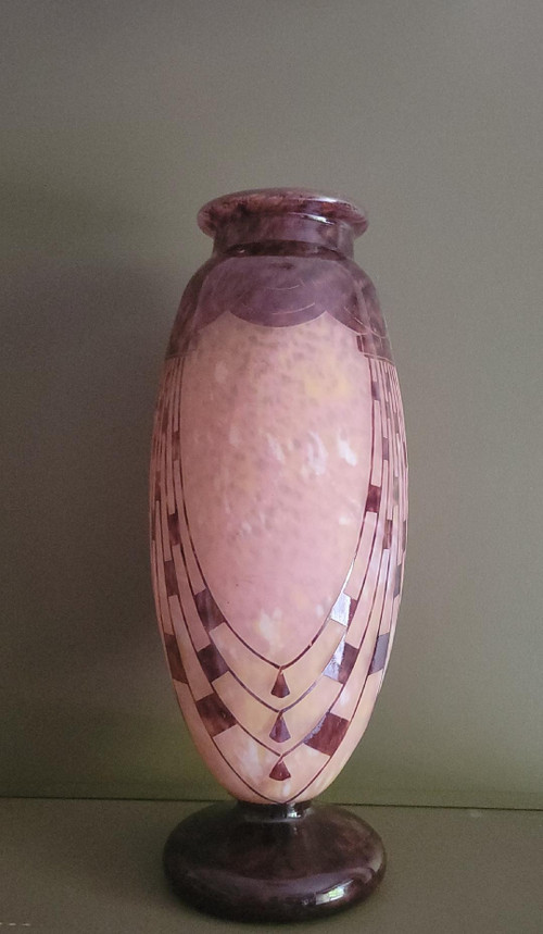 vase lépoque art déco e verre français/charder par Schneider modèle collier  1927/1928