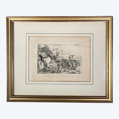 Gravure Christian Dietricy Wilhelm Ernst Dietrich femmes au bain 1744