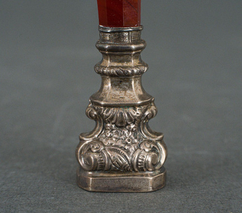 Cachet en pierre dure agate et argent monogramme fin XIXe