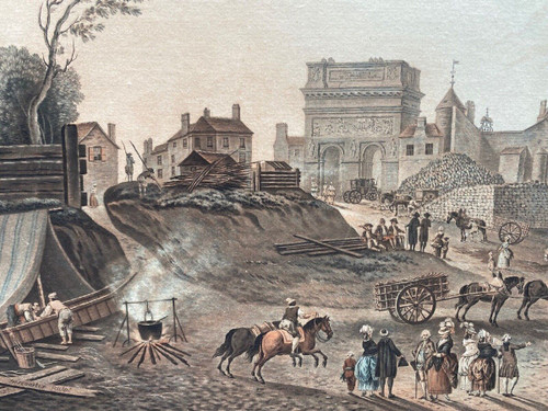 Engraving Demachy Descourtis Porte Saint-Bernard Quai de La Tournelle Paris