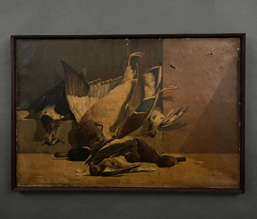 Öl auf Leinwand Stillleben Rückkehr von der Jagd Federwild 1908