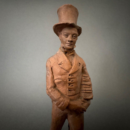 Terracotta firmata L. Desborde XIX secolo Uno studente del 1° anno