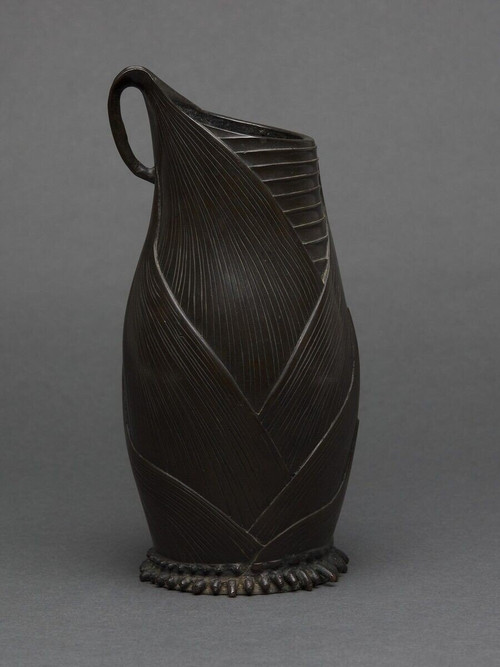 Bronzekrug Japan Schokoladenpatina Frosch in Rundform XIX.