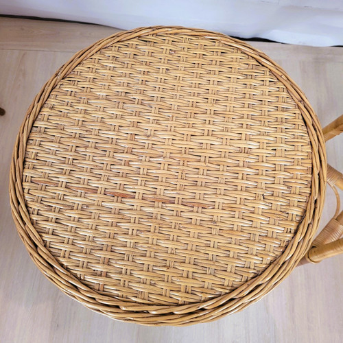 Ensemble De 9 Pièces De Salon En Rotin, Milieu XXème Siècle