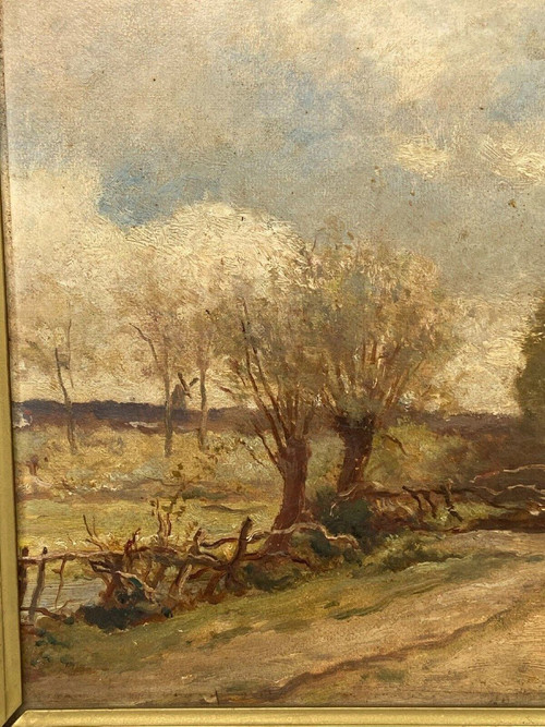Huile sur panneau François-Edouard Bournichon Basse-Goulaine fin XIXe