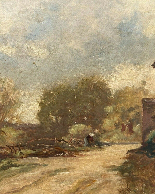 Huile sur panneau François-Edouard Bournichon Basse-Goulaine fin XIXe