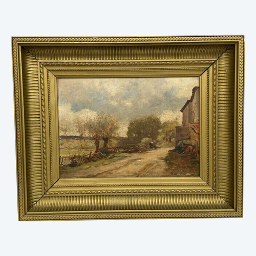 Huile sur panneau François-Edouard Bournichon Basse-Goulaine fin XIXe