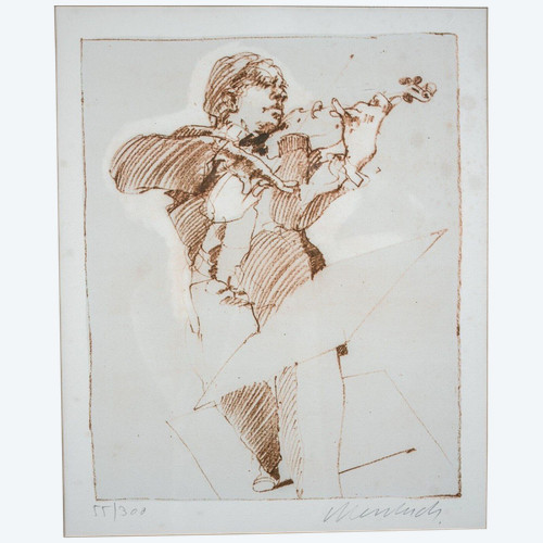 Lithograph countersigned by Claude Weisbuch numbered 55/300 violinist