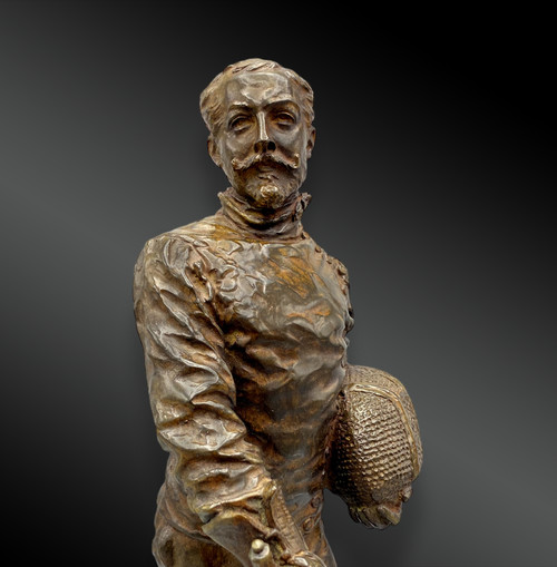 Fechter; Bronzeskulptur signiert von Ch. Lebourg. Frankreich 1891