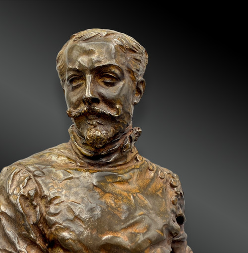 Fechter; Bronzeskulptur signiert von Ch. Lebourg. Frankreich 1891
