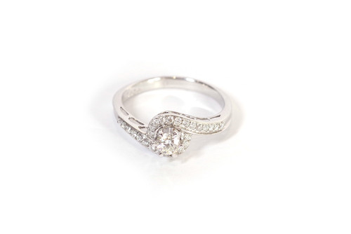 Anello vintage con tourbillon di diamanti in oro 18 carati, anello di fidanzamento occasionale