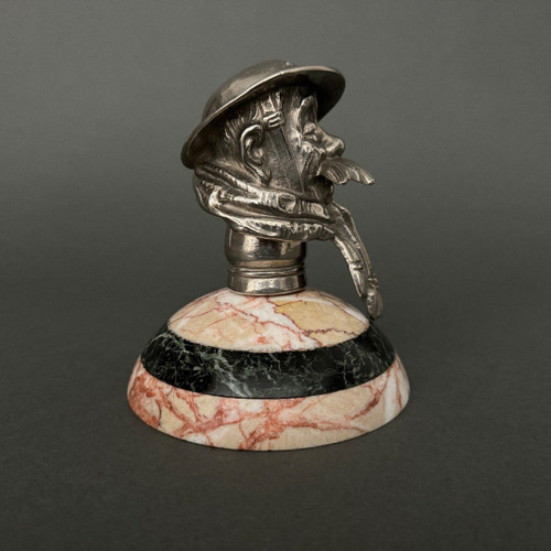 Mascotte automobile Bruce Bairnsfather Old Bill Copyright bronze argenté