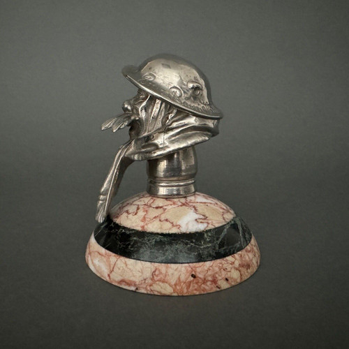Mascotte automobile Bruce Bairnsfather Old Bill Copyright bronze argenté