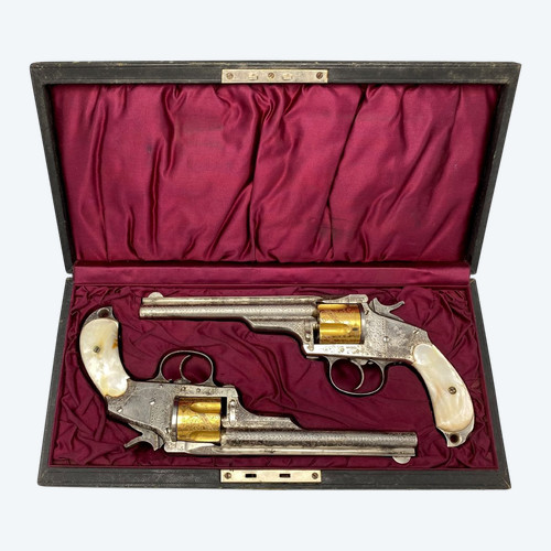 Ein Paar MERWIN HULBERT Revolver, graviert und vergoldet ab Werk. Schatulle. VEREINIGTE STAATEN - 19. Jahrhundert