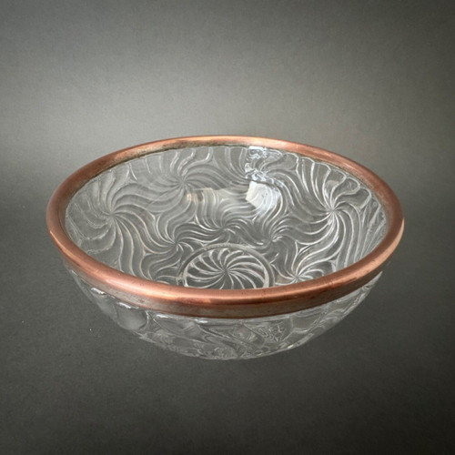 Baccarat salad bowl, Bambou model, silver-plated metal strapping