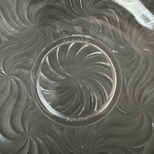 Baccarat salad bowl, Bambou model, silver-plated metal strapping