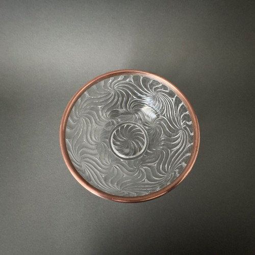 Baccarat salad bowl, Bambou model, silver-plated metal strapping