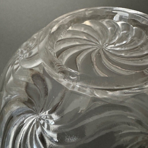 Baccarat salad bowl, Bambou model, silver-plated metal strapping