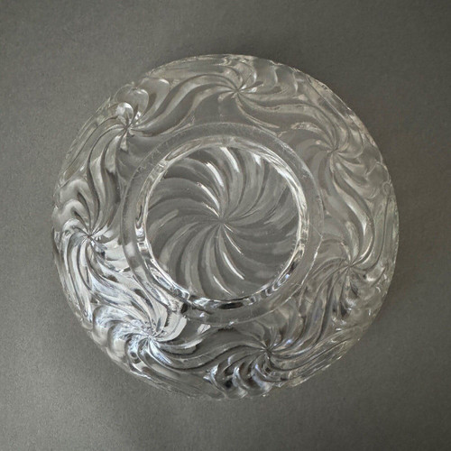 Baccarat salad bowl, Bambou model, silver-plated metal strapping