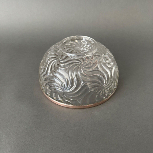 Baccarat salad bowl, Bambou model, silver-plated metal strapping