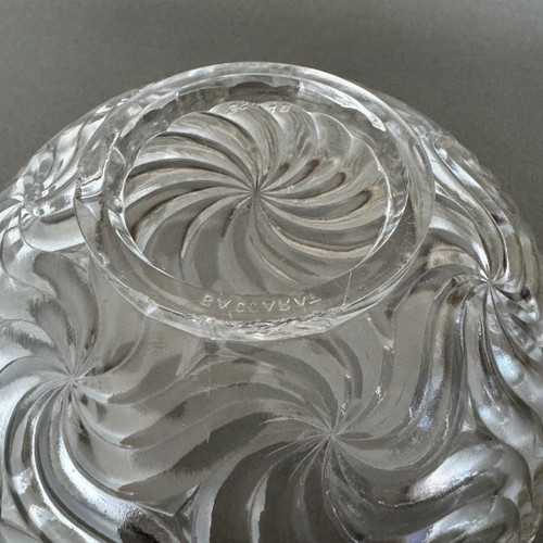 Baccarat salad bowl, Bambou model, silver-plated metal strapping