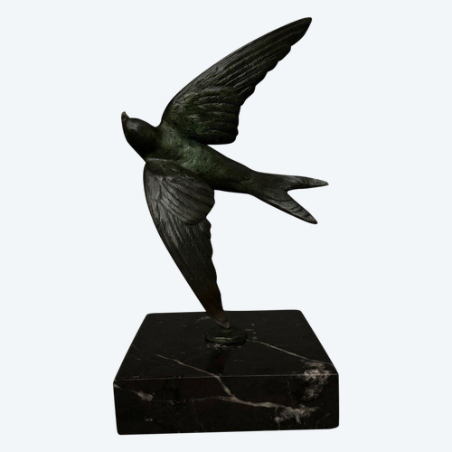 Art Deco bronze swallow signed Luc
