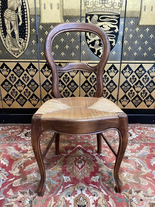 Set of 6 Louis Philippe style straw chairs