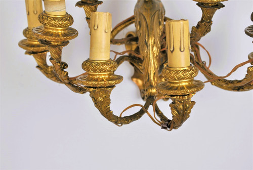 Coppia di appliques in bronzo dorato con putti alati, Napoleone III, XIX secolo