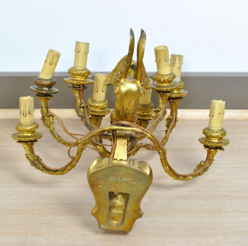 Coppia di appliques in bronzo dorato con putti alati, Napoleone III, XIX secolo